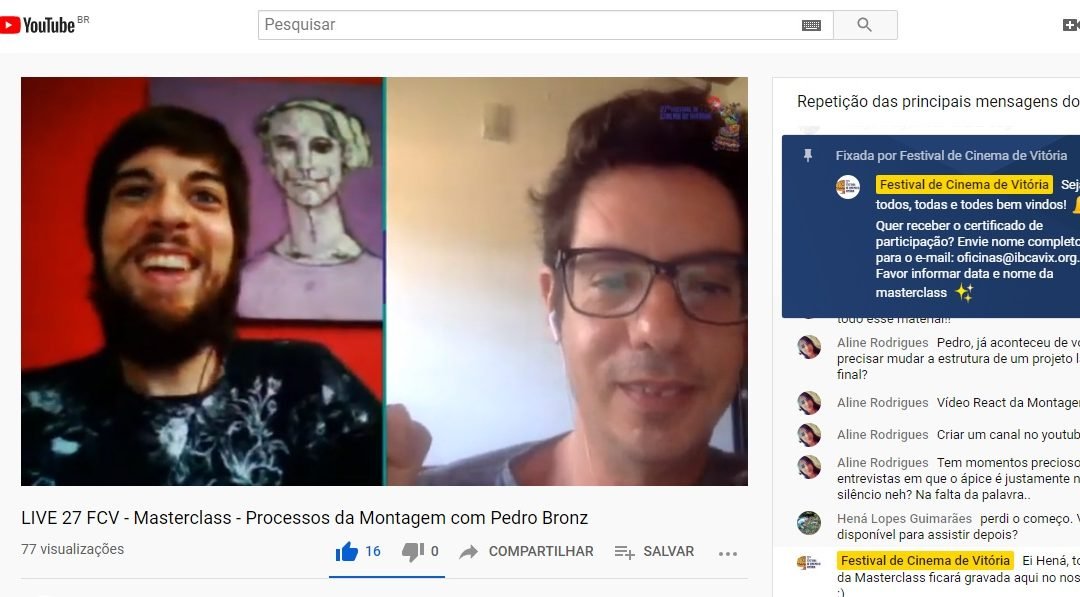 Masterclass Processos da Montagem da sequência as atividades de formação do 27FCV